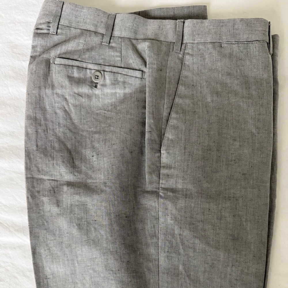 Valentini Light Gray Linen Flat-Front Men's Pants